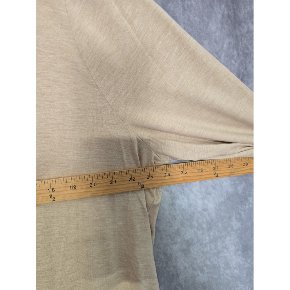 NWT Talbots Woman 3X Tan Beige Ruched Trim V-Neck Long Sleeve Slub Top - Picture 6 of 7